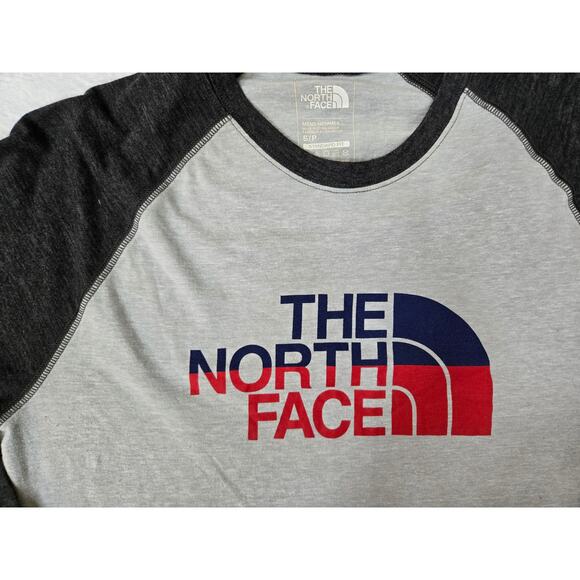 The North Face Size Small Baseball Shirt Standard Fit Gray/Black Ringer Tee - Picture 2 of 6
